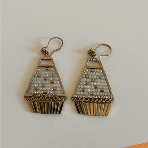 Henri Bendel Gold and White Geometric Earrings